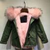 nice girl army green waterproof shell pink faux fur parka