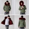 stylized hooded jacket men wine red faux fur lined short parka