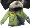 vogue outdoor parka men army green short fur jacket with beads