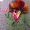 short parka with colorful fox fur lining fashion beautiful coat