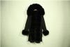 black parka long coat faux fur lined fox fur cuffs and collar